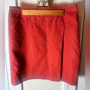 Cassis Linen-Blend Mini Skirt – Size 4 – Terracotta Dark Orange (Fully Lined)